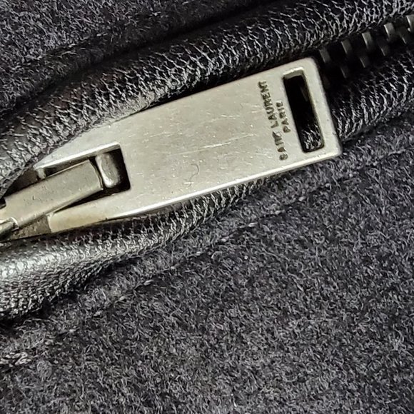 Saint Laurent YSL "HEAVEN" Teddy Bomber Jacket Black Leather & Wool - Picture 5 of 16